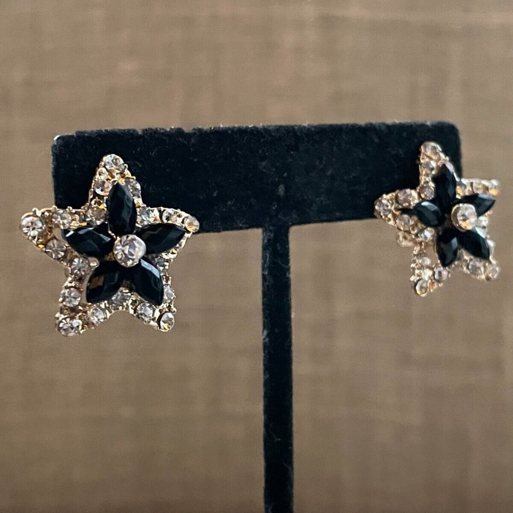Women Earrings Fashion Black/Gold Tone Fashion Jewelry Crystals Accent - Picture 10 of 12